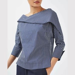 Topshop Boutique Assymetric Stripe Blouse NWOT